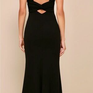 NWT Lulus Love In Your Eyes Black Knotted Mermaid Maxi Dress XS
